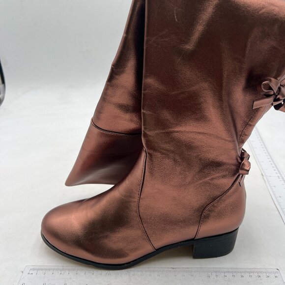 XYD Women Over The Knee Thigh High Riding Boots Chunky Heel Round Toe Brown Shoe - Picture 2 of 8